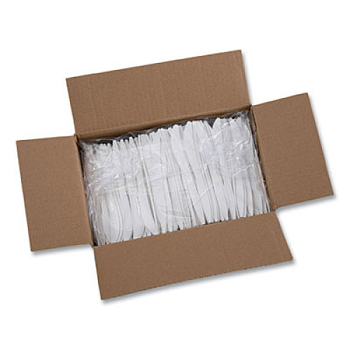 Boardwalk Heavyweight Polypropylene Cutlery, Knife, Plastic, White, 1,000/Carton (KNIFEHWPPWH)
