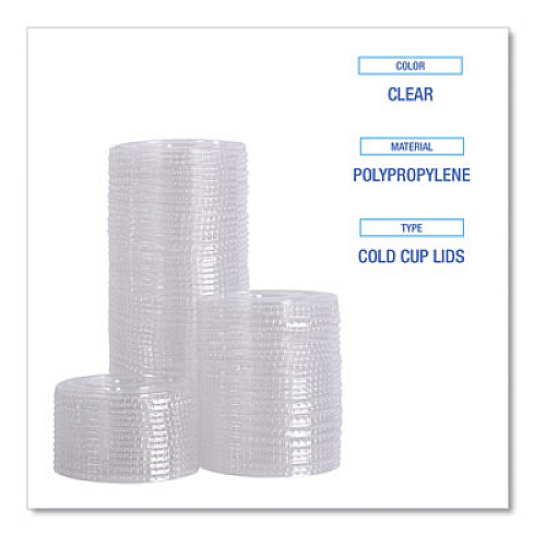 Boardwalk PET Cold Cup Lids, Fits 14 oz to 24 oz Cold Cups, Plastic, Clear, 100/Sleeve, 10 Sleeves/Carton (PETSTRAW)