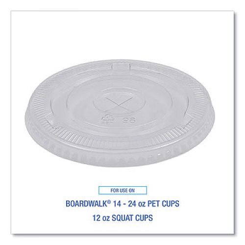 Boardwalk PET Cold Cup Lids, Fits 14 oz to 24 oz Cold Cups, Plastic, Clear, 100/Sleeve, 10 Sleeves/Carton (PETSTRAW)