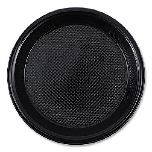 Boardwalk Hi-Impact Plastic Dinnerware, Plate, 10" dia, Black, 125/Sleeve, 4 Sleeves/Carton (PLHIPS10BL)