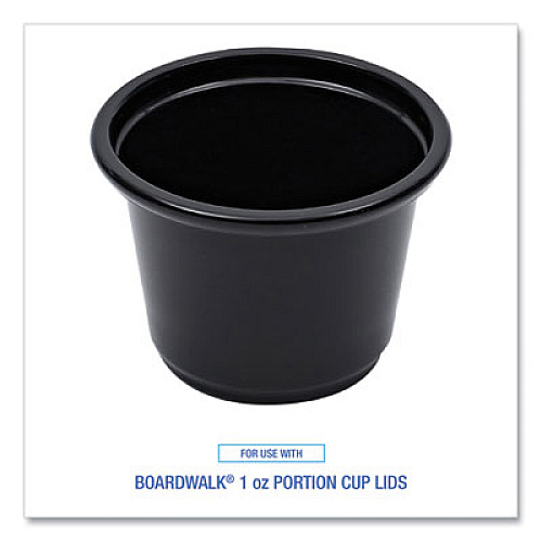 Boardwalk Souffle/Portion Cups, 1 oz, Plastic, Black, 125/Sleeve, 20 Sleeves/Carton (PRTN1BL)