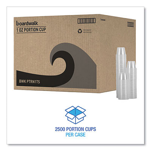 Boardwalk Souffle/Portion Cups, 1 oz, Plastic, Clear, 125/Sleeves, 20 Sleeves/Carton (PRTN1TS)