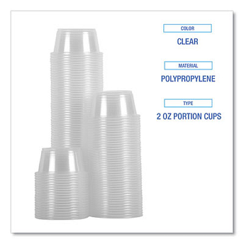Boardwalk Souffle/Portion Cups, 2 oz, Plastic, Clear, 125/Sleeve, 20 Sleeves/Carton (PRTN2TS)