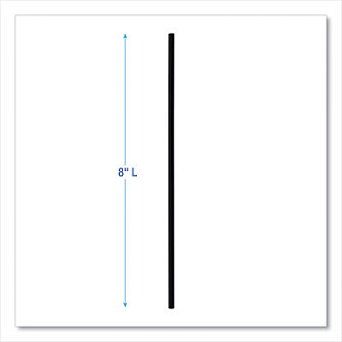 Boardwalk Cocktail Straws, 8", Polypropylene, Black, 500/Pack, 10 Packs/Carton (SLSTUBL)
