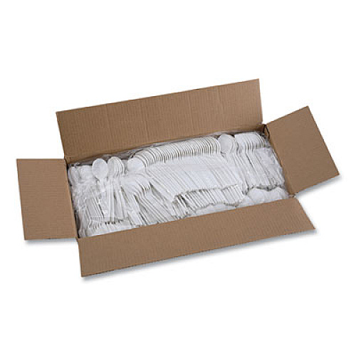 Boardwalk Heavyweight Polypropylene Cutlery, Soup Spoon, Plastic, White, 1,000/Carton (SOUPHWPPWH)