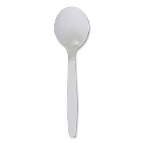Boardwalk Mediumweight Polystyrene Cutlery, Soup Spoon, Plastic, White, 1,000/Carton