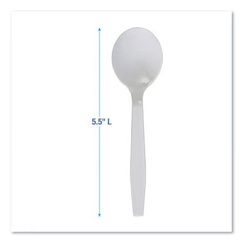 Boardwalk Mediumweight Polystyrene Cutlery, Soup Spoon, Plastic, White, 1,000/Carton