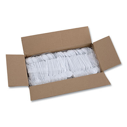 Boardwalk Mediumweight Polystyrene Cutlery, Soup Spoon, Plastic, White, 1,000/Carton
