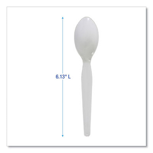 Boardwalk Heavyweight Polystyrene Cutlery, Spoon, Plastic, White, 1,000/Carton (SPOONHW)