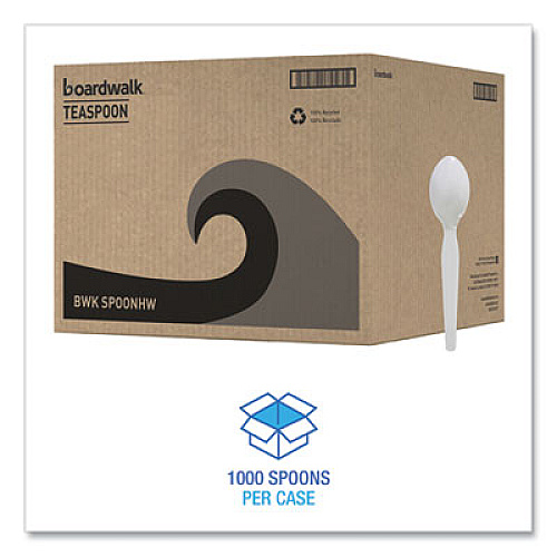 Boardwalk Heavyweight Polystyrene Cutlery, Spoon, Plastic, White, 1,000/Carton (SPOONHW)