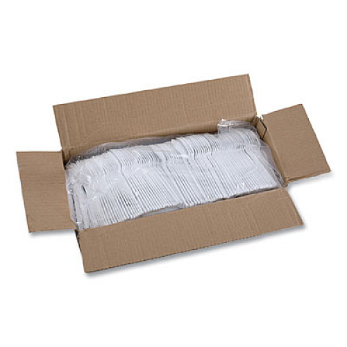 Boardwalk Heavyweight Polystyrene Cutlery, Spoon, Plastic, White, 1,000/Carton (SPOONHW)