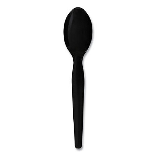 Boardwalk Heavyweight Polystyrene Cutlery, Spoon, Plastic, Black, 1,000/Carton (SPOONHWBLA)