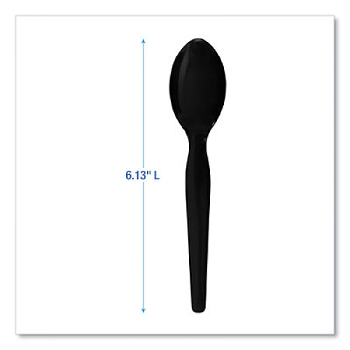 Boardwalk Heavyweight Polystyrene Cutlery, Spoon, Plastic, Black, 1,000/Carton (SPOONHWBLA)