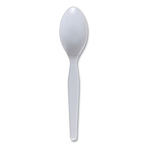 Boardwalk Mediumweight Polystyrene Cutlery, Spoon, Plastic, White, 100/Box (SPOONMWPSBX)