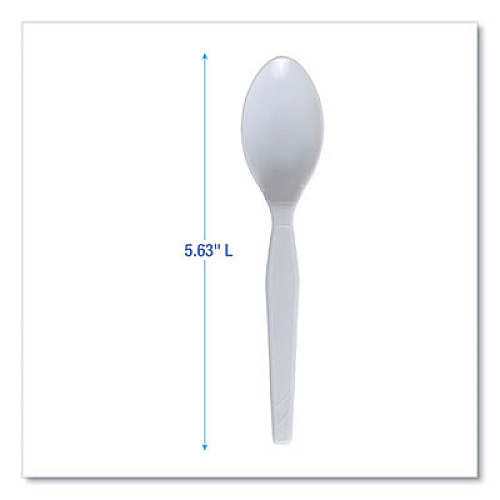 Boardwalk Mediumweight Polystyrene Cutlery, Spoon, Plastic, White, 100/Box (SPOONMWPSBX)