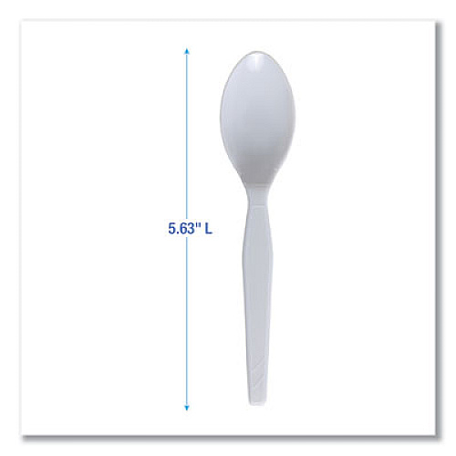 Boardwalk Mediumweight Polystyrene Cutlery, Spoon, Plastic, White, 100/Box, 10 Boxes/Carton (SPOONMWPSCT)