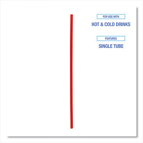 Boardwalk Single-Tube Stir-Straws,5.25", Polypropylene, Red, 1,000/Pack, 10 Packs/Carton (STRU525R10)