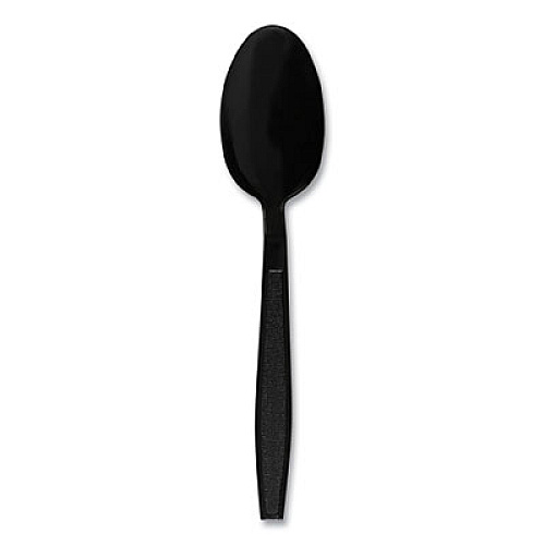 Boardwalk Heavyweight Polypropylene Cutlery, Spoon, Plastic, Black, 1,000/Carton (TEAHWPPBLA)