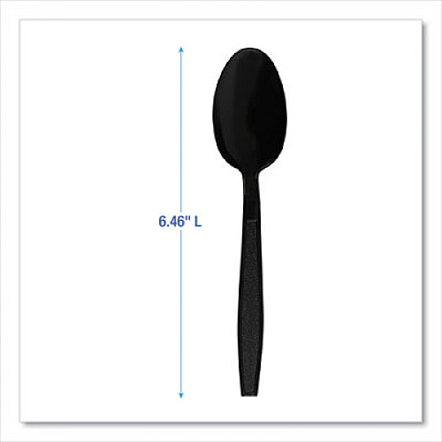 Boardwalk Heavyweight Polypropylene Cutlery, Spoon, Plastic, Black, 1,000/Carton (TEAHWPPBLA)