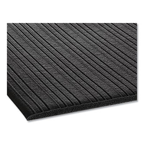 Crown Ribbed Vinyl Anti-Fatigue Mat, Rectangular, Black Ribbed Surface, 36" x 12 ft (FL3612BK)