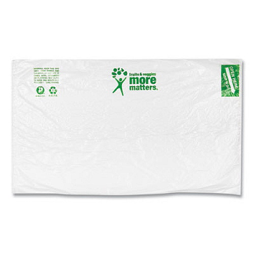 Inteplast Group Produce Bags, Fruits and Veggies - More Matters Labeling, 0.35 mil, 12" x 20", Clear, 875 Bags/Roll, 4 Rolls/Carton (PHMORE20NS)