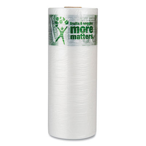 Inteplast Group Produce Bags, Fruits and Veggies - More Matters Labeling, 0.35 mil, 12" x 20", Clear, 875 Bags/Roll, 4 Rolls/Carton (PHMORE20NS)