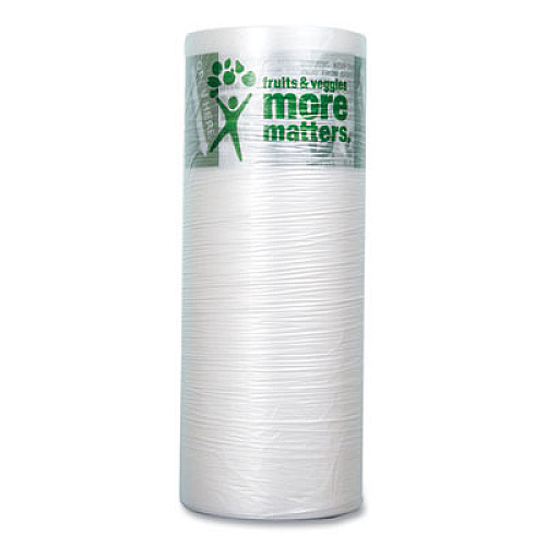 Inteplast Group Produce Bags, Fruits and Veggies - More Matters Labeling, 0.35 mil, 12" x 20", Clear, 875 Bags/Roll, 4 Rolls/Carton (PHMORE20NS)