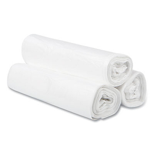 Inteplast Group High-Density Commercial Can Liners, 30 gal, 10 mic, 30" x 37", Clear, Interleaved Roll, 25 Bags/Roll, 20 Rolls/Carton (S303710N)