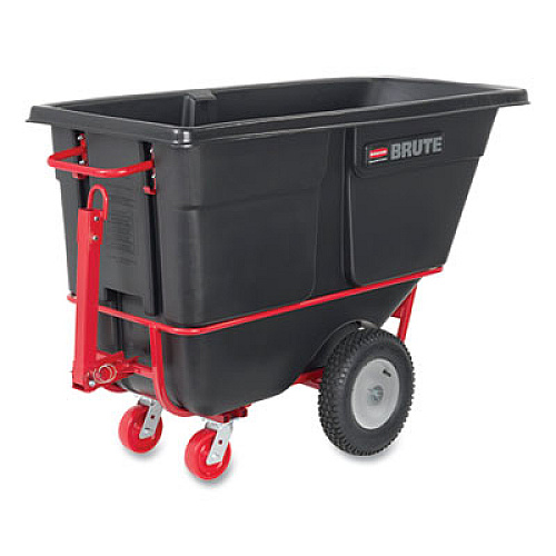 Rubbermaid Commercial 1 cu yd BRUTE Rotomolded Towable Tilt Truck, 2,100 lb Capacity, Black (FG131641BLA)