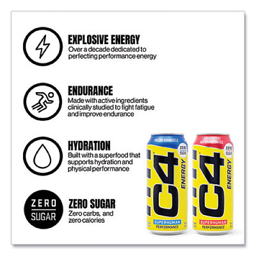 C4 Energy Drink Variety Pack, Assorted Flavors, 16 oz Can, 18/Carton (22002047)