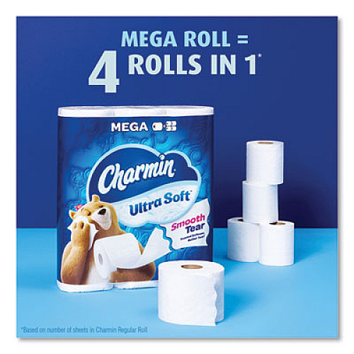 Charmin Ultra Soft Bathroom Tissue, Mega Roll, Septic Safe, 2-Ply, White, 208 Sheets/Roll, 4 Rolls/Pack, 8 Packs/Carton (19261CT)