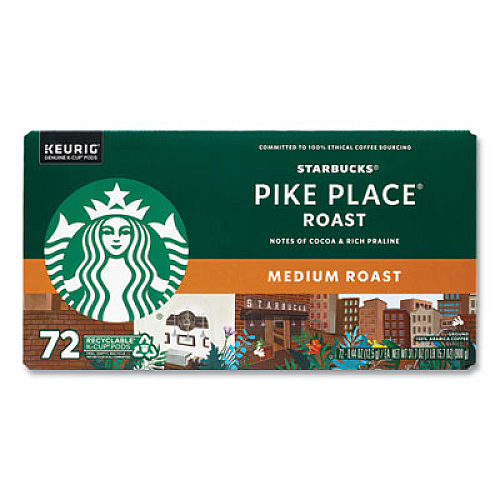 Starbucks Pike Place Coffee K-Cups, Pike Place Roast, 72/Carton (22002158)