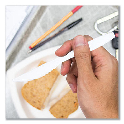 SOLO Impress Heavyweight Full-Length Polystyrene Cutlery, Knife, Plastic, White, 100/Box, 10 Boxes/Carton (HSWKX0007)