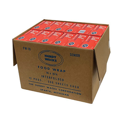 Handy Wacks Interfolded Food Wrap Deli Sheets, 10.75 x 10, 500/Box, 12 Boxes/Carton (FW10)