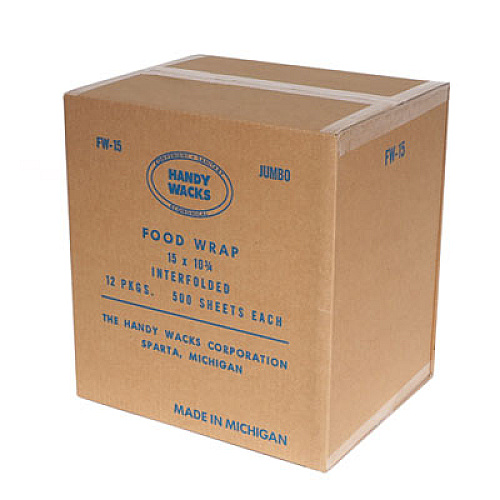 Handy Wacks Interfolded Food Wrap Deli Sheets, 10.75 x 15, 500/Box, 12 Boxes/Carton (FW15)