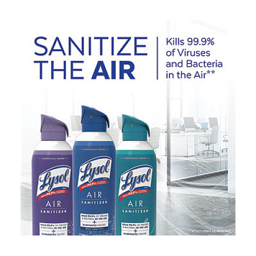LYSOL Brand Air Sanitizer Spray, Simple Fresh, 10 oz Aerosol Spray, 6/Carton (99350CT)