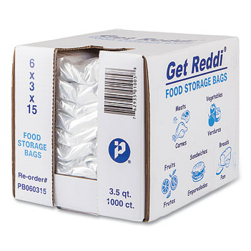 Inteplast Group Food Bags, 112 oz., 6" x 3" x 15", Clear, 1,000/Carton (PB060315)