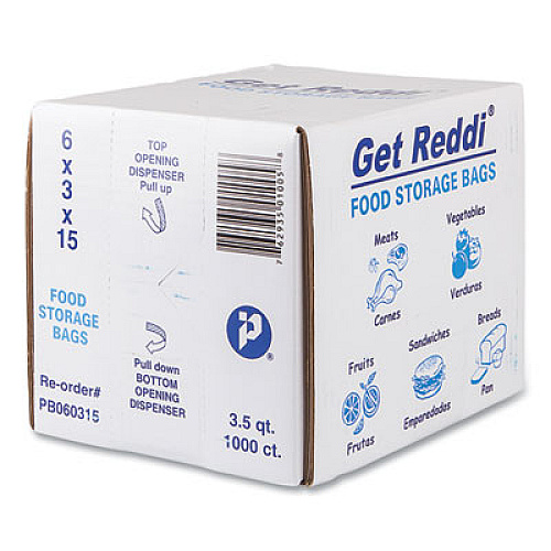 Inteplast Group Food Bags, 112 oz., 6" x 3" x 15", Clear, 1,000/Carton (PB060315)