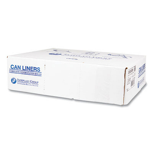 Inteplast Group High-Density Commercial Can Liners, 16 gal, 8 mic, 24" x 33", Black, Interleaved Roll, 50 Bags/Roll, 20 Rolls/Carton (S243308K)