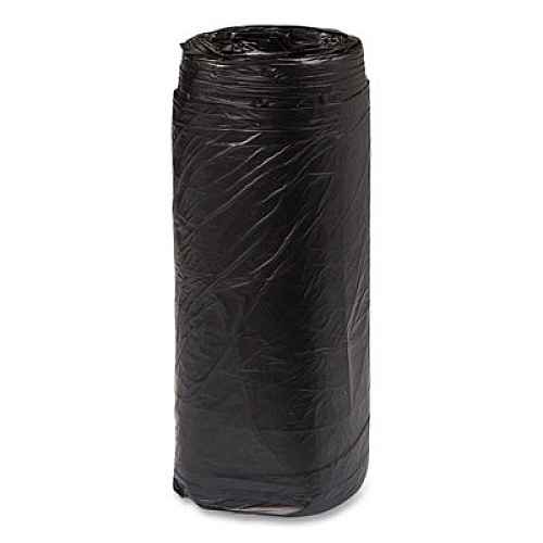 Inteplast Group High-Density Commercial Can Liners, 16 gal, 8 mic, 24" x 33", Black, Interleaved Roll, 50 Bags/Roll, 20 Rolls/Carton (S243308K)