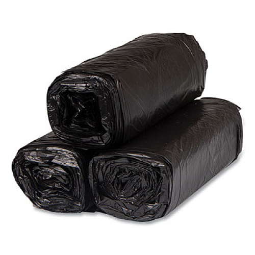 Inteplast Group High-Density Commercial Can Liners, 16 gal, 8 mic, 24" x 33", Black, Interleaved Roll, 50 Bags/Roll, 20 Rolls/Carton (S243308K)