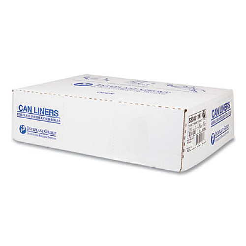 Inteplast Group High-Density Commercial Can Liners, 33 gal, 11 mic, 33" x 40", Clear, Interleaved Roll, 25 Bags/Roll, 20 Rolls/Carton (S334011N)
