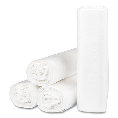 Inteplast Group High-Density Commercial Can Liners, 33 gal, 13 mic, 33" x 40", Clear, Interleaved Roll, 25 Bags/Roll, 20 Rolls/Carton (S334013N)