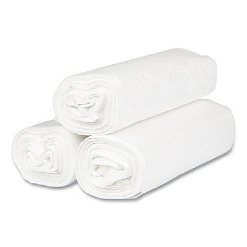 Inteplast Group High-Density Commercial Can Liners, 33 gal, 13 mic, 33" x 40", Clear, Interleaved Roll, 25 Bags/Roll, 20 Rolls/Carton (S334013N)