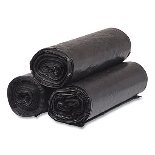 Inteplast Group High-Density Commercial Can Liners, 33 gal, 16 mic, 33" x 40", Black, Interleaved Roll, 25 Bags/Roll, 10 Rolls/Carton (S334016K)