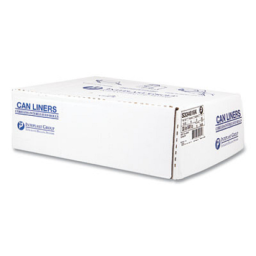 Inteplast Group High-Density Commercial Can Liners, 33 gal, 16 mic, 33" x 40", Black, Interleaved Roll, 25 Bags/Roll, 10 Rolls/Carton (S334016K)