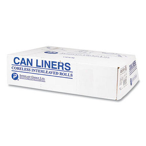 Inteplast Group High-Density Commercial Can Liners, 33 gal, 17 mic, 33" x 40", Clear, Interleaved Roll, 25 Bags/Roll, 10 Rolls/Carton (S334017N)