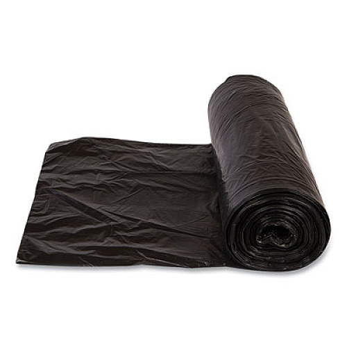 Inteplast Group High-Density Commercial Can Liners, 33 gal, 22 mic, 33" x 40", Black, Interleaved Roll, 25 Bags/Roll, 10 Rolls/Carton (S334022K)