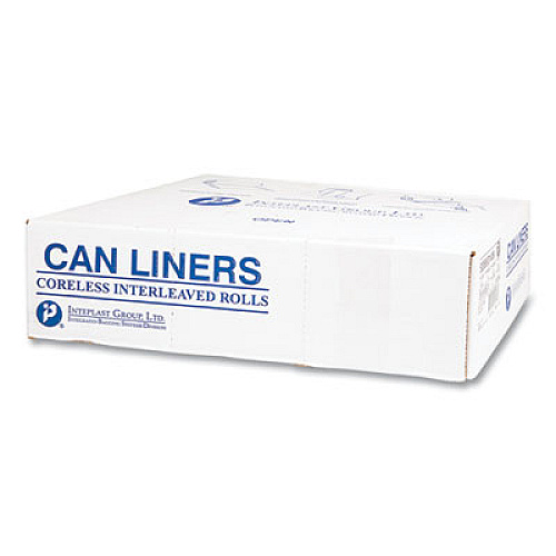 Inteplast Group High-Density Commercial Can Liners, 55 gal, 14 mic, 36" x 60", Clear, Interleaved Roll, 25 Bags/Roll, 8 Rolls/Carton (S366014N)