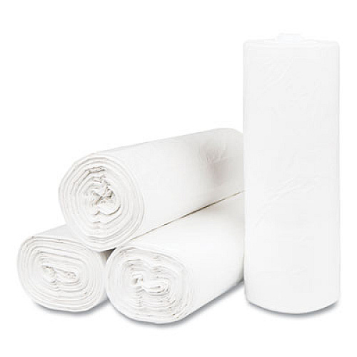 Inteplast Group High-Density Commercial Can Liners, 55 gal, 17 mic, 36" x 60", Clear, Interleaved Roll, 25 Bags/Roll, 8 Rolls/Carton (S366017N)